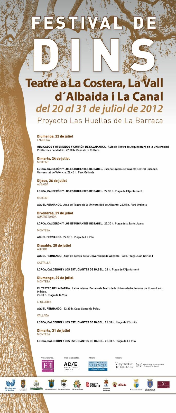 El I Festival de Dins lleva el teatro clásico a la Vall d’Albaida, la Costera y la Canal